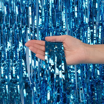 Занавес Дождик Звезды Люкс, Бирюзовый, Металлик, 100х200 см, 1 шт, 6014411