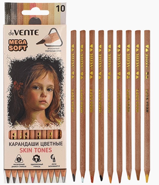 Карандаши цветные 'deVENTE. Triolino Ultra 4М. Skin Tones' 10 цветов, 5022122
