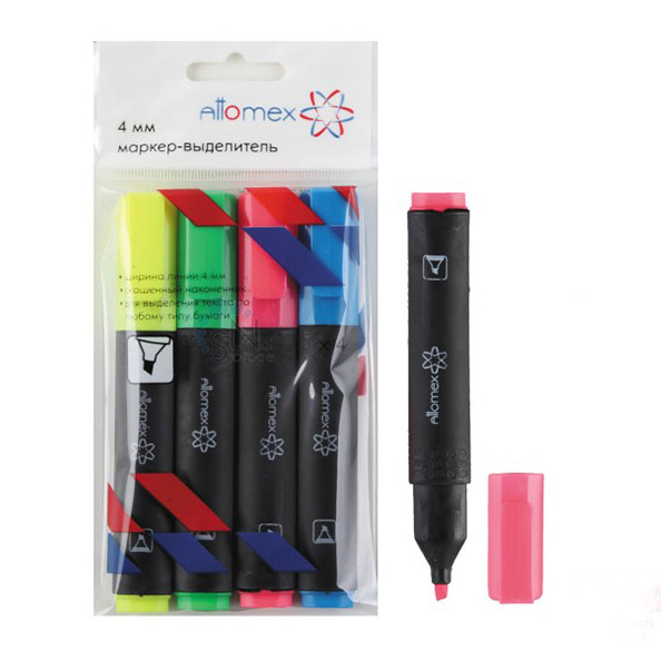Набор маркеров-выделителей 'Attomex', 4 цвета, 5045304;5045401