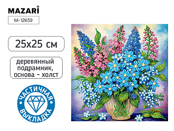 Алмазная мозаика ЦВЕТЫ, 25X25 см, М-12659