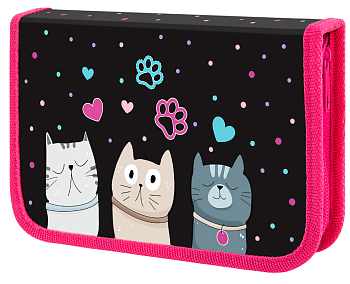 Пенал 1 отделение ЮНЛАНДИЯ, картон с эффектом soft-touch, 19х11 см, "Cat squad", 273493